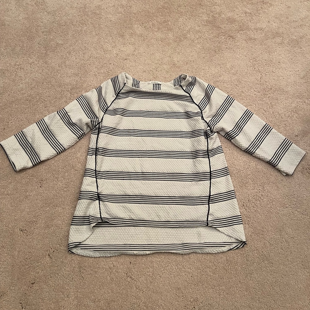 Striped Quarter Sleeve Textured Top